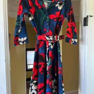 Floral Button-Up Dress with Belt